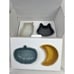 Le Creuset Set of 4 Halloween Mini Dishes Plates Pumpkin Owl Moon Cat NIB