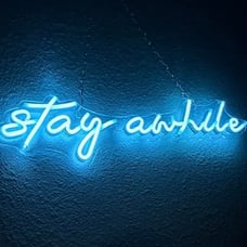 Stay Awhile Neon Signs - Dimmable LED Bar Neon Sign for Wall Decor 19.7x5 Inch
