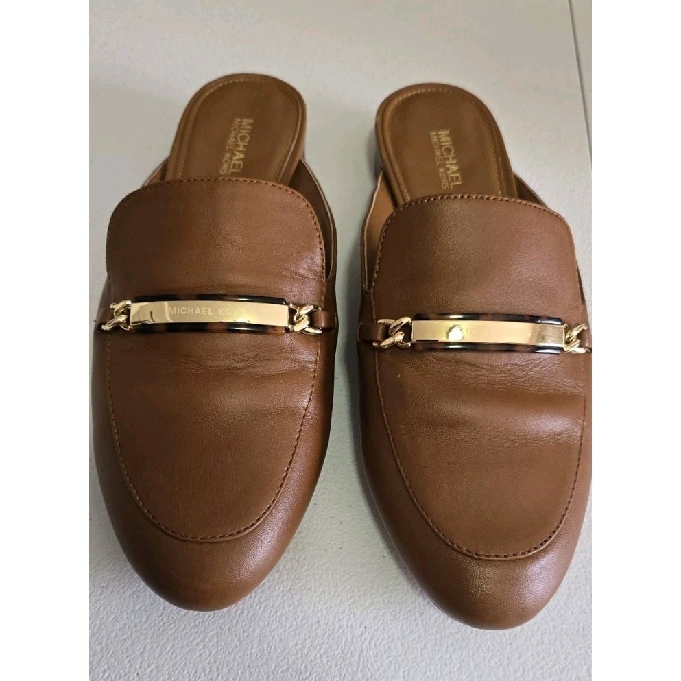MICHAEL KORS Women's Sz 8 MK Brown Plate Mule