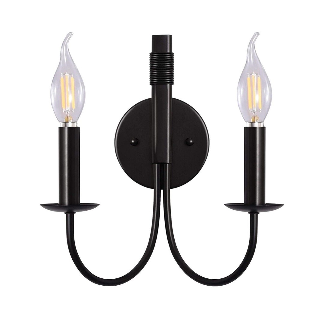 2 Lights Bedroom Lighting Fixture Wall Mount Sconce Lamp Hallway Black