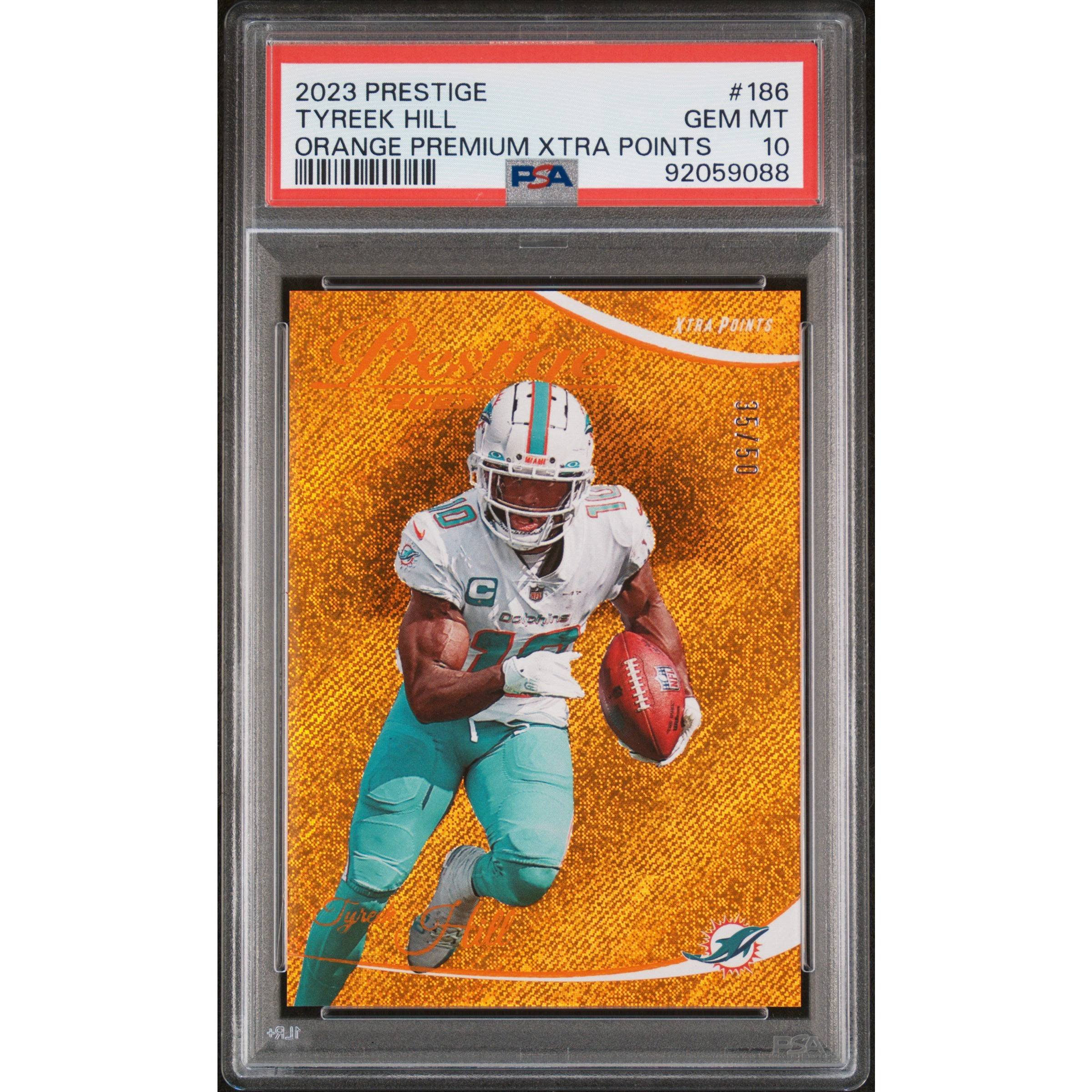 Graded 2023 Panini Prestige Tyreek Hill #186 Orange Premium Xtra Points #/50 Ca