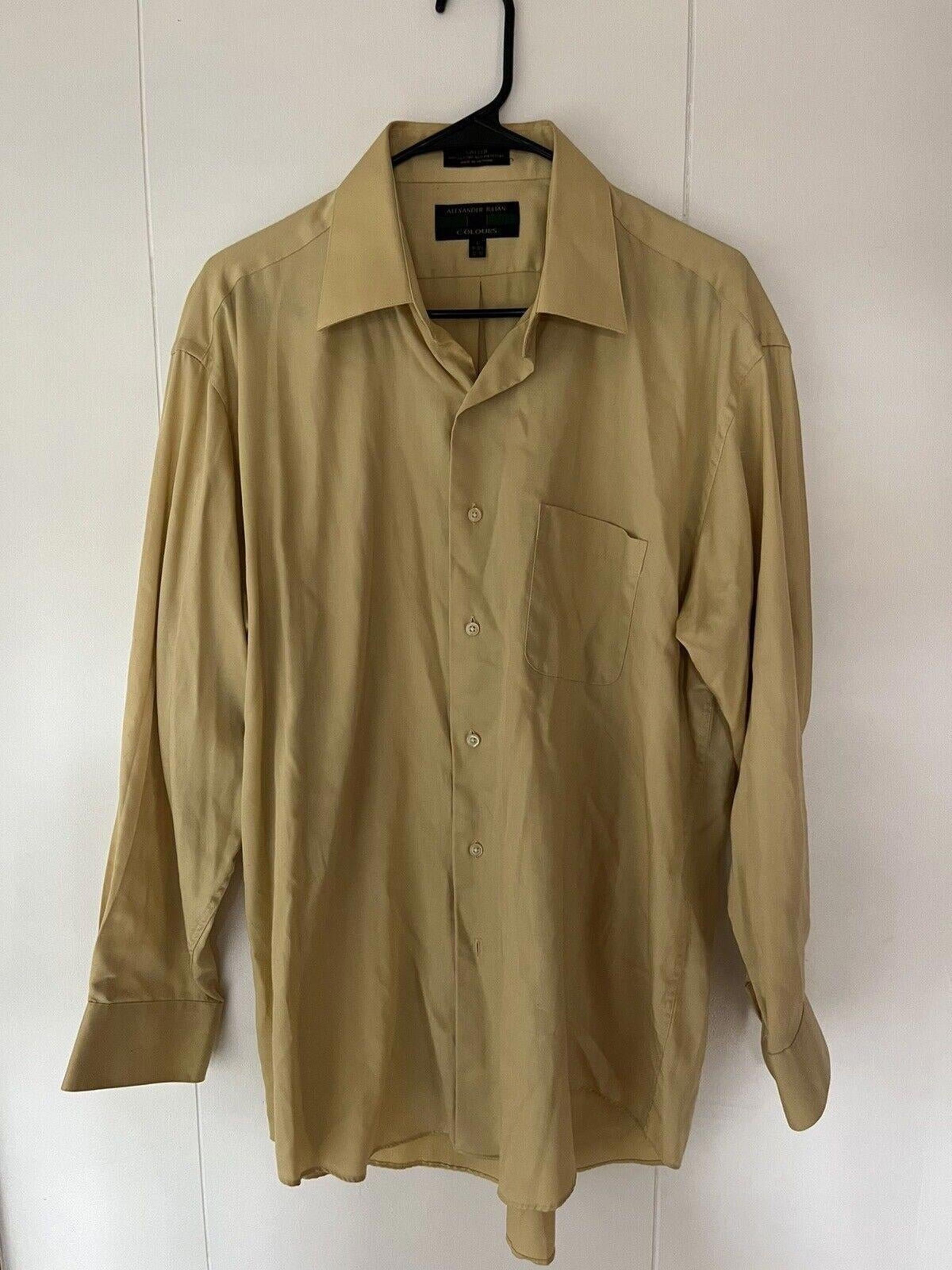 Colours Alexander Julian Sateen Beige Large Mens Long Sleeve Button Up Shirt
