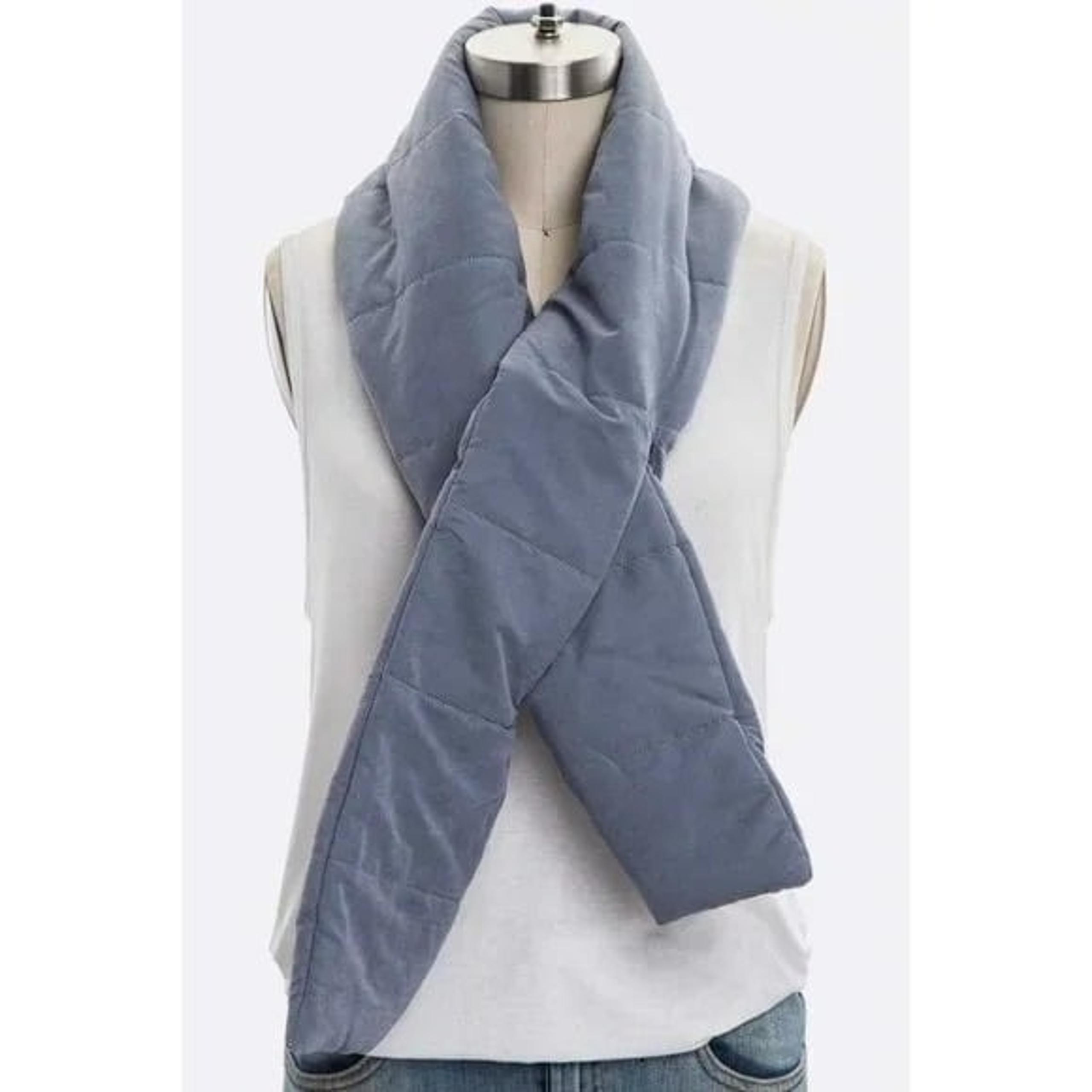 Puffy Quilted Loop Through Scarf - Gray