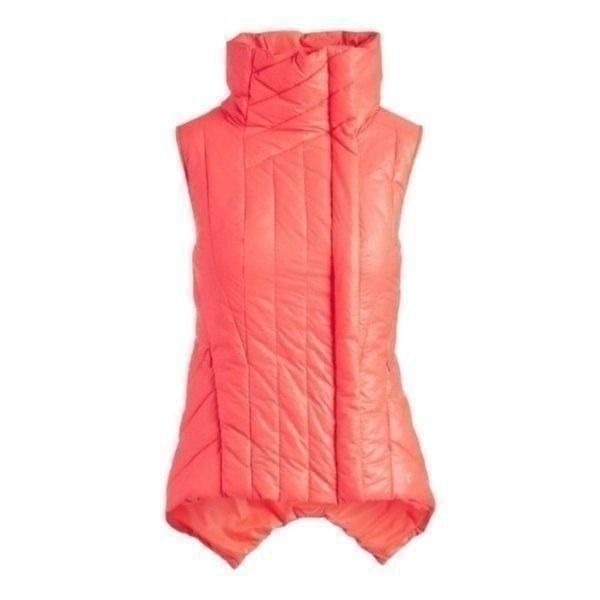 BETSEY JOHNSON Sz S PERFORMANCE BRIGHT ORANGE QUILTED VEST PUFFER SPORT RUN NEON