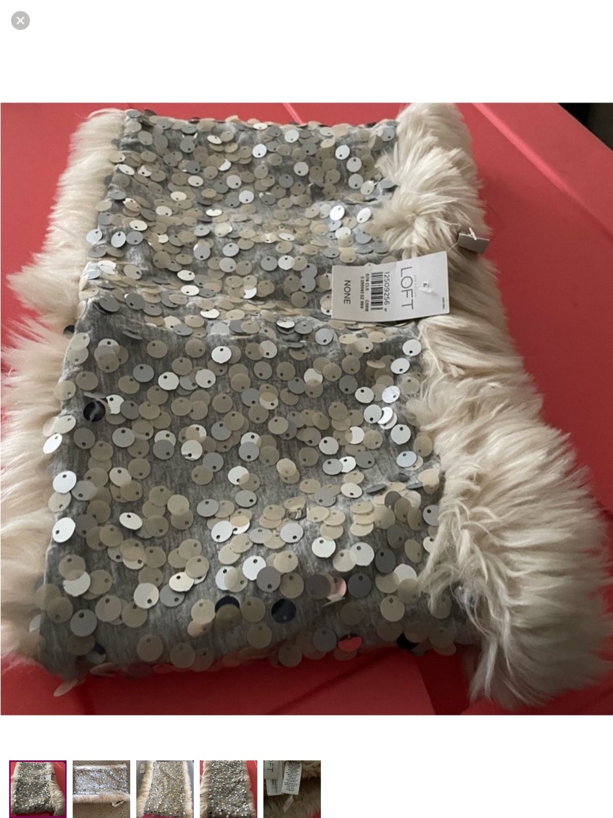 NWT Loft Silver Sequin Infinity Scarf, One Size