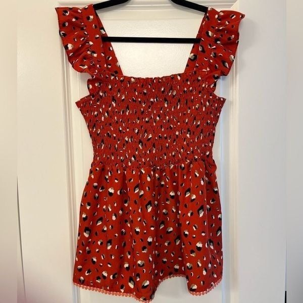 ANTHROPOLOGIE THML Ruched Tank Blouse Red/Copper Women’s Size Large