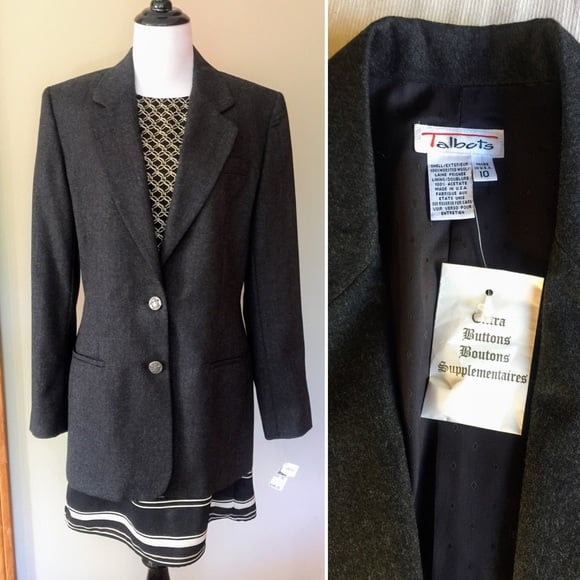 NWT Vintage 90s Talbots wool long blazer jacket M