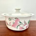 Vintage 80’s MIKASA Fire & Ice 2-Quart Casserole w/ Lid Silk Flowers AA009