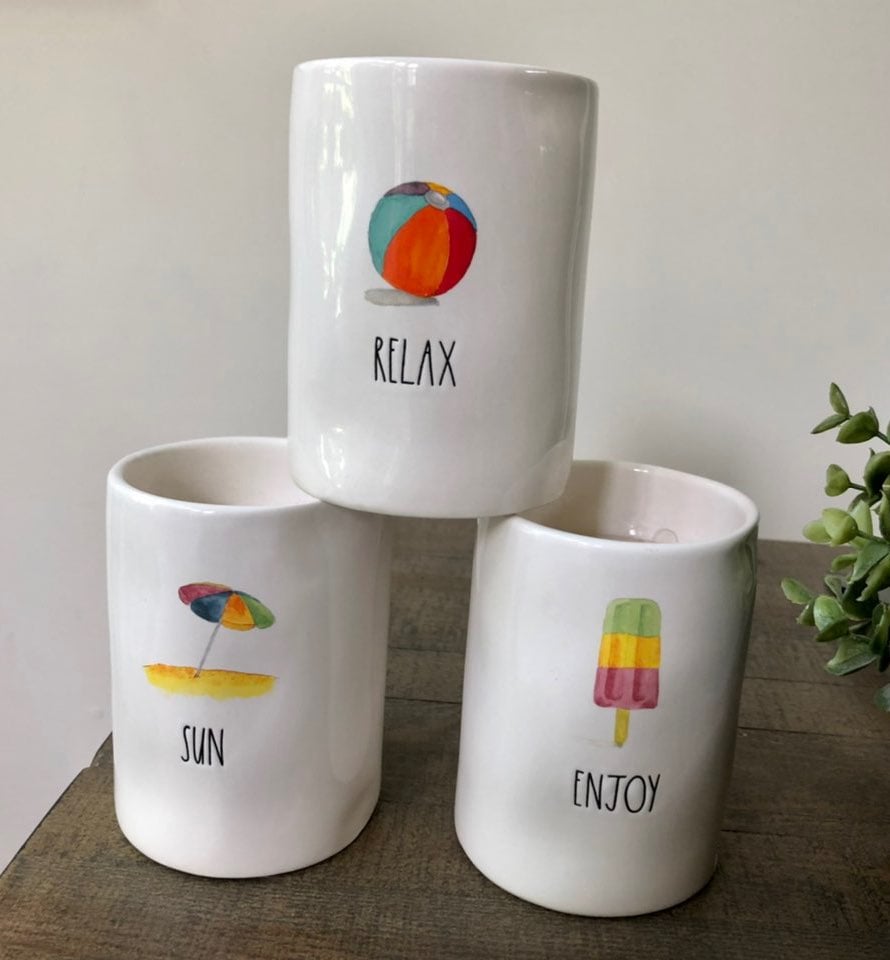 Rae Dunn Summer RELAX ENJOY SUN Scented Candle - Set of 3
