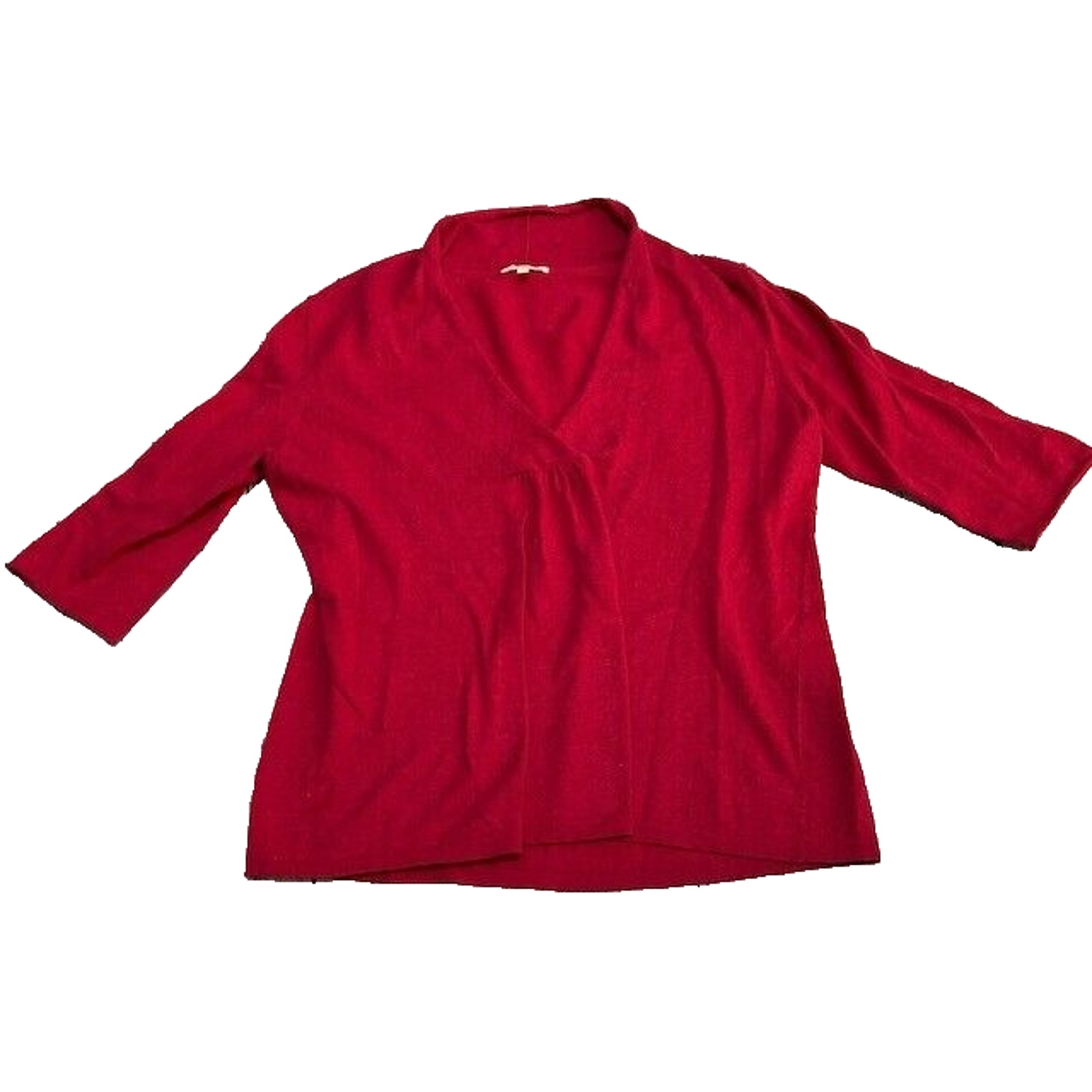 Eileen Fisher Womens Cashmere Blend Sweater 3/4 Sleeve V-Neck Knit Pink Size L