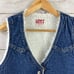 Vintage 1980's Levi's Shearling Denim Vest Made in USA Size Small Sherpa lined