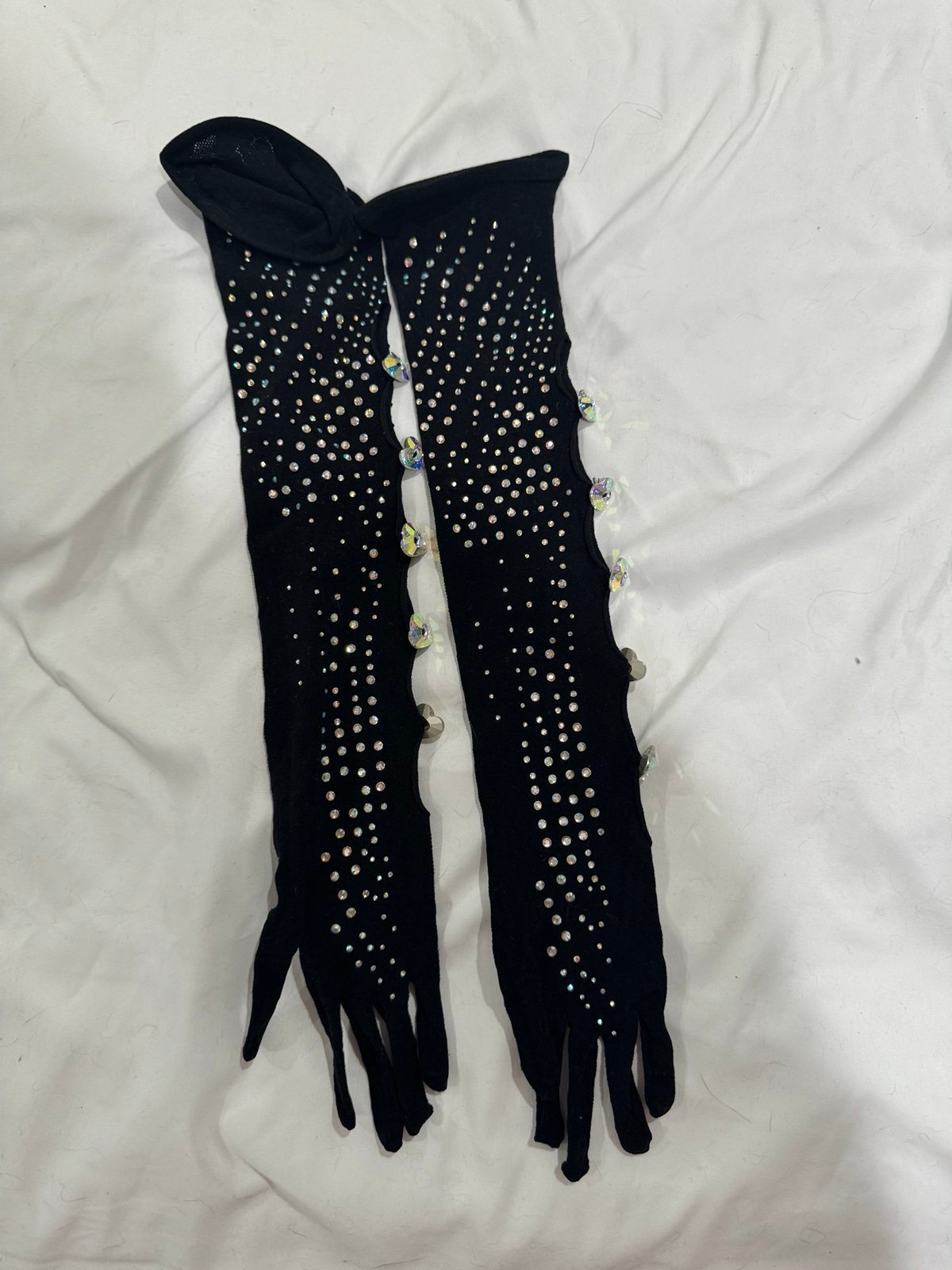 Rhinestoned Gracie Gloves Jet Black