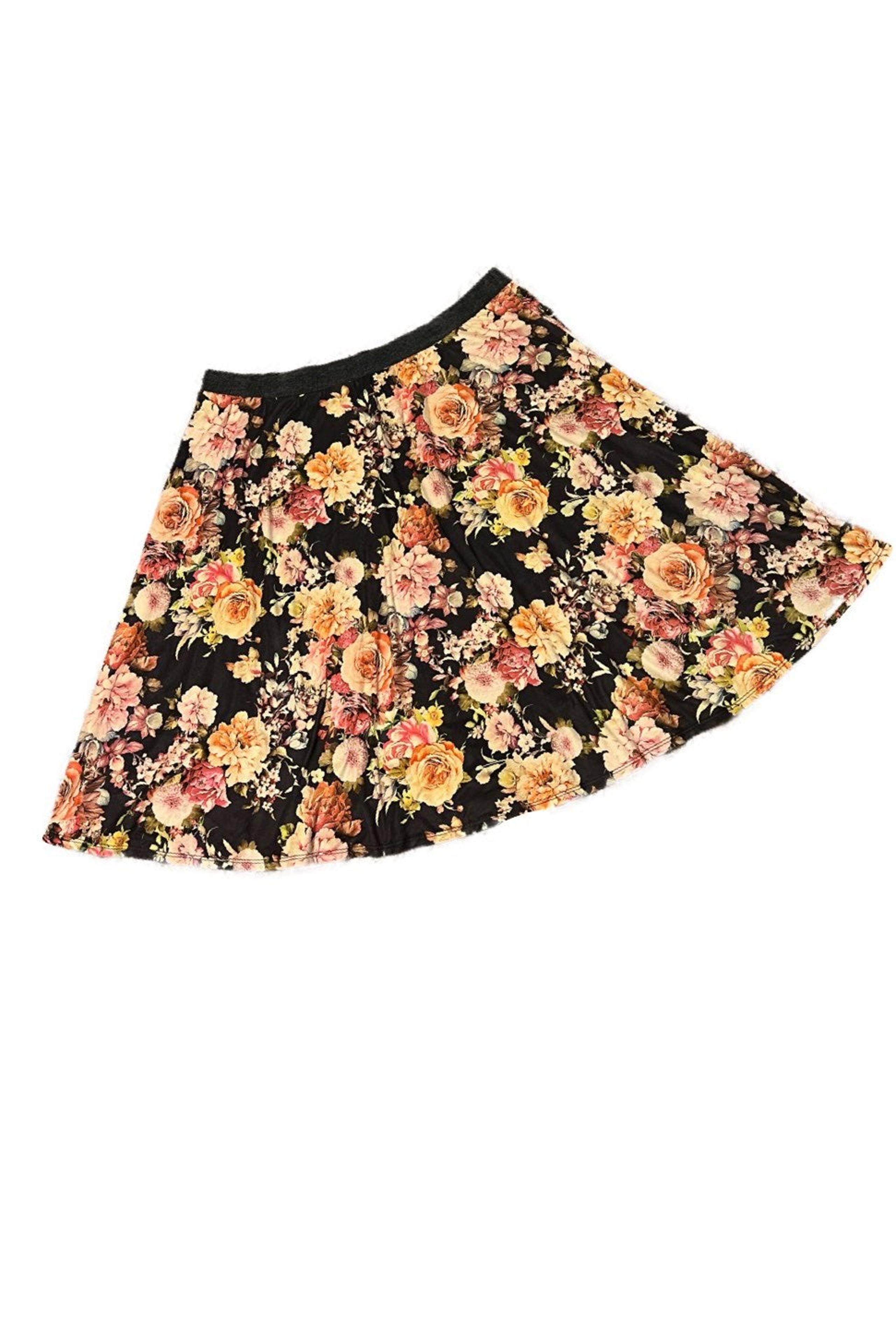 Le Lis Floral Print Full Alice Faux Suede Lined Swing Skirt Size 3X