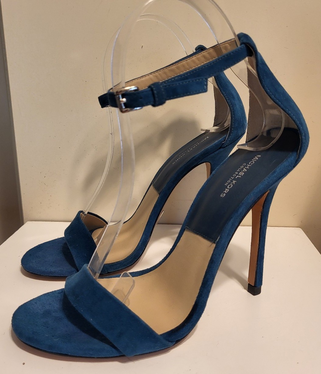 Michael Kors Collection Teal Suede Strappy Heeled Sandals sz.7/37.5 MSRP 395