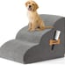 Dog Stairs Ramp for Beds Couches, Extra Wide Pet Steps Grey