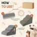 Dog Stairs Ramp for Beds Couches, Extra Wide Pet Steps Grey