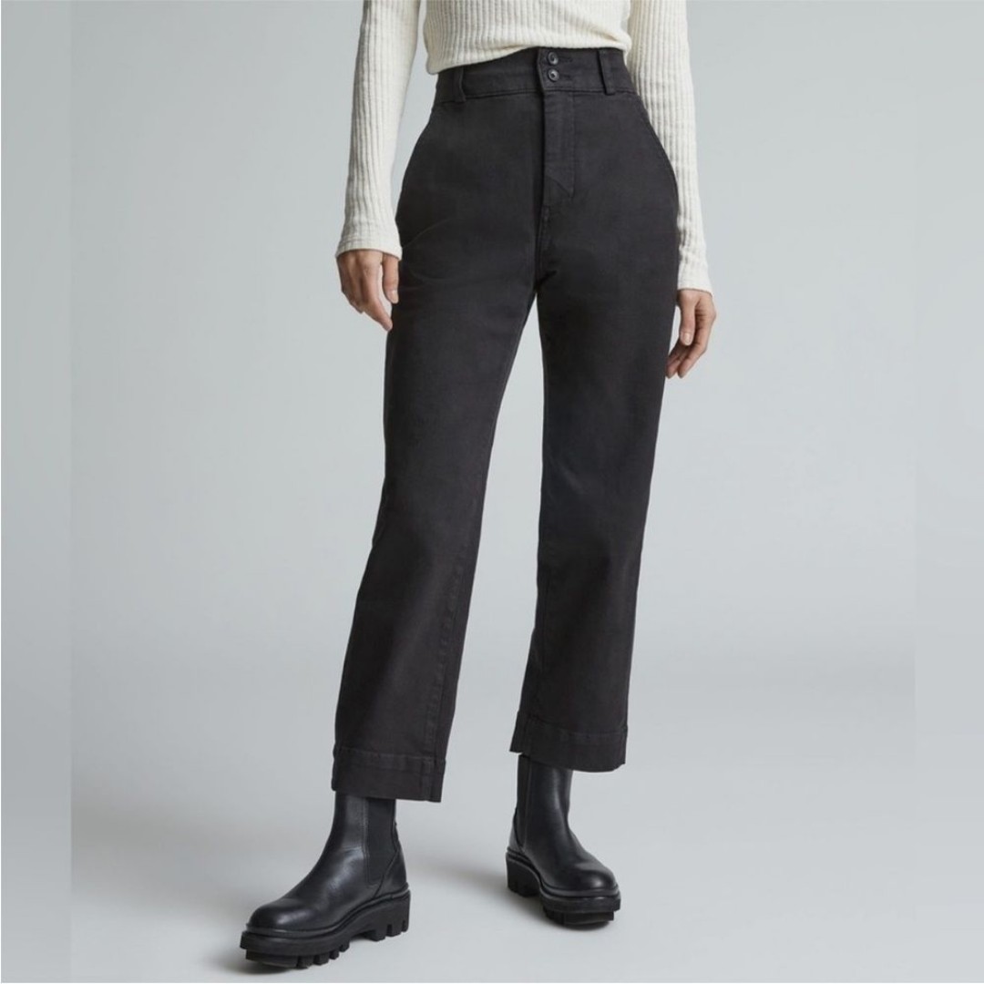 NWT Everlane The Organic Straight-Leg Pant in Black Size 0