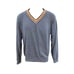 Vintage Bike Gray V-Neck Sweater With Striped Collar Men’s Size Small