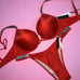 Victoria's Secret 34A BOMBSHELL BIKINI S brazilian bottom shine strap RED silver