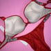 Victoria's Secret 34A BOMBSHELL BIKINI S brazilian bottom shine strap RED silver