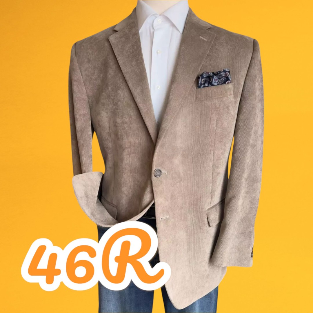 CHAPS Mens Blazer Sport Coat Two Button Jacket 46R Tan Beige Sand Corduroy Suits Blazers sport coats