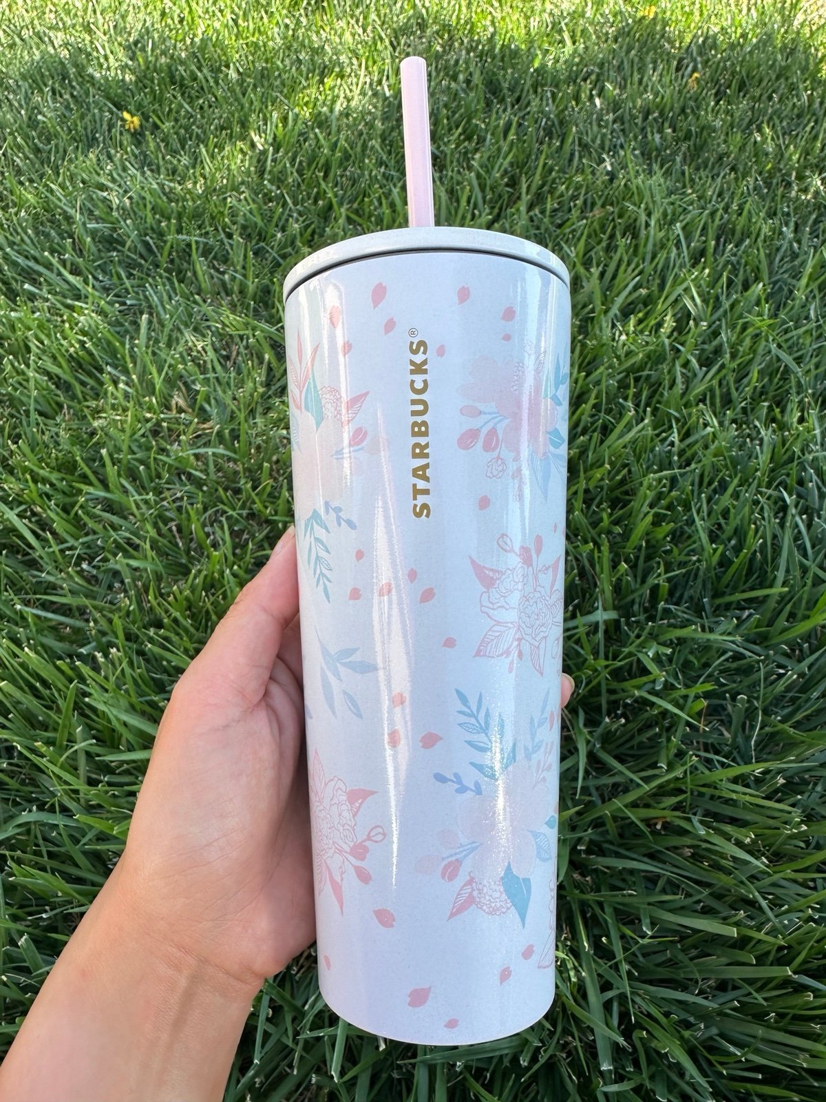 Starbucks Sakura overseas glittery stainless steel cold cup