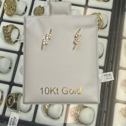 10k gold lighting bolt baby earrings