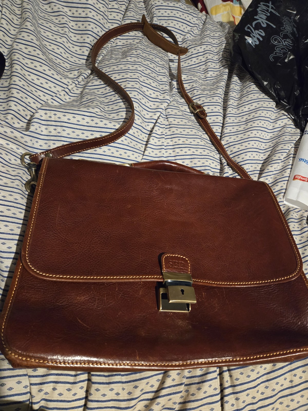 Cenzo brown leather messenger bag made in Italy