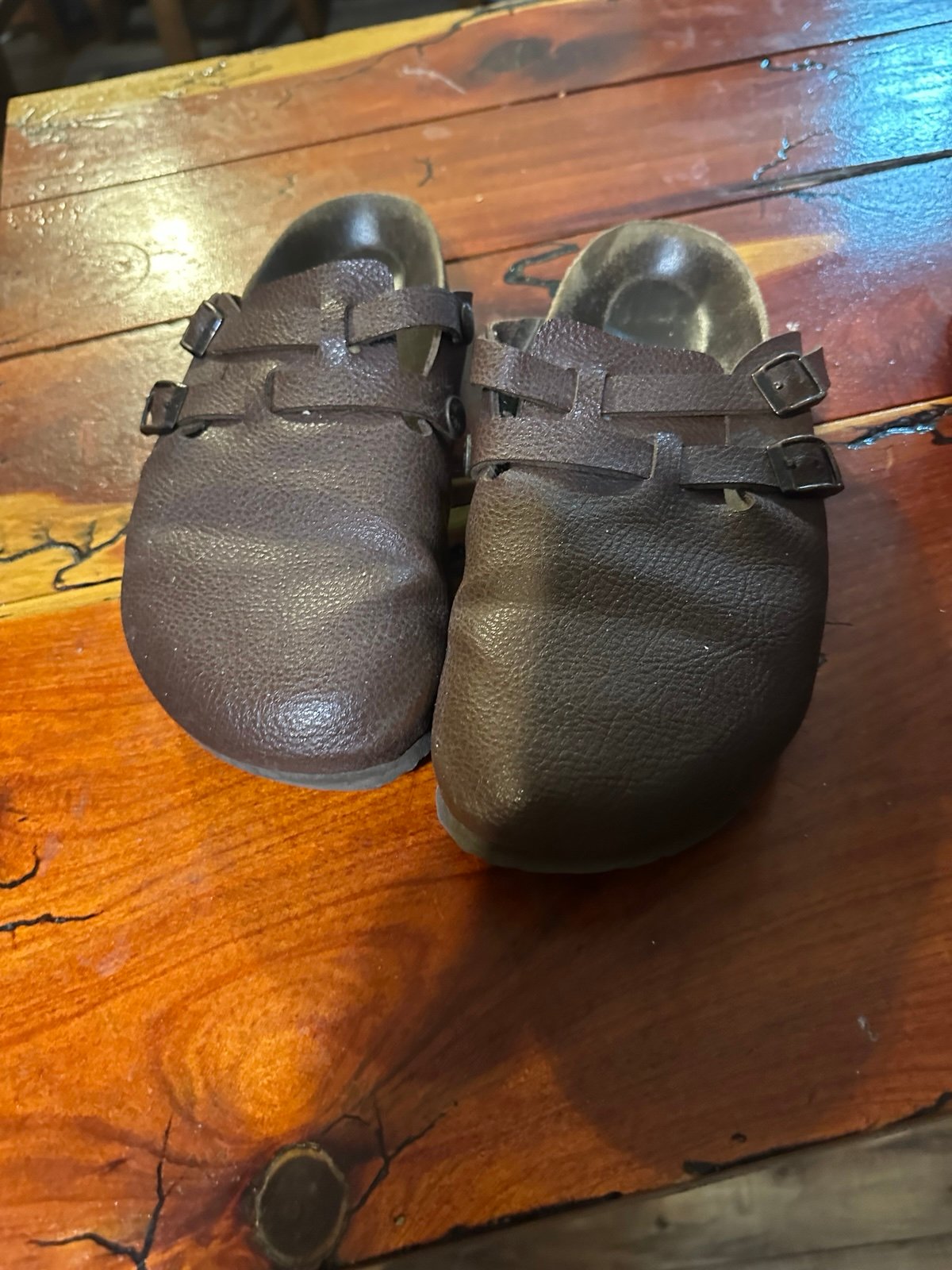 Birkenstock Birkis Amsterdam Clog Womens 39/8 Brown Leather Footbed Slide