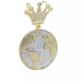 Ice out Bling Cz King Of The World Gold Plated Pendent+24INCH Rope Chain