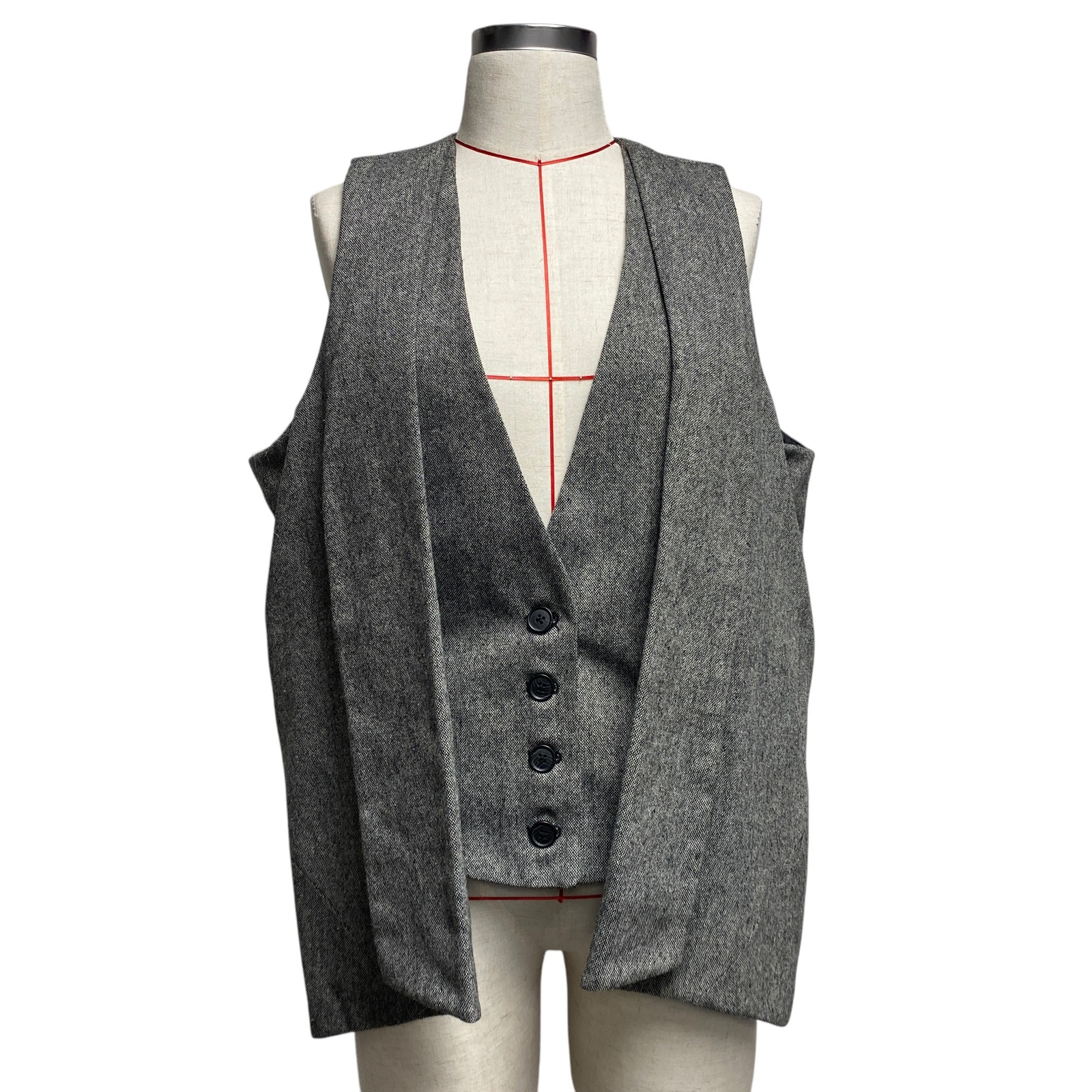 Vintage Attention Womens Size XL Grey Wool Blend Layered Vest