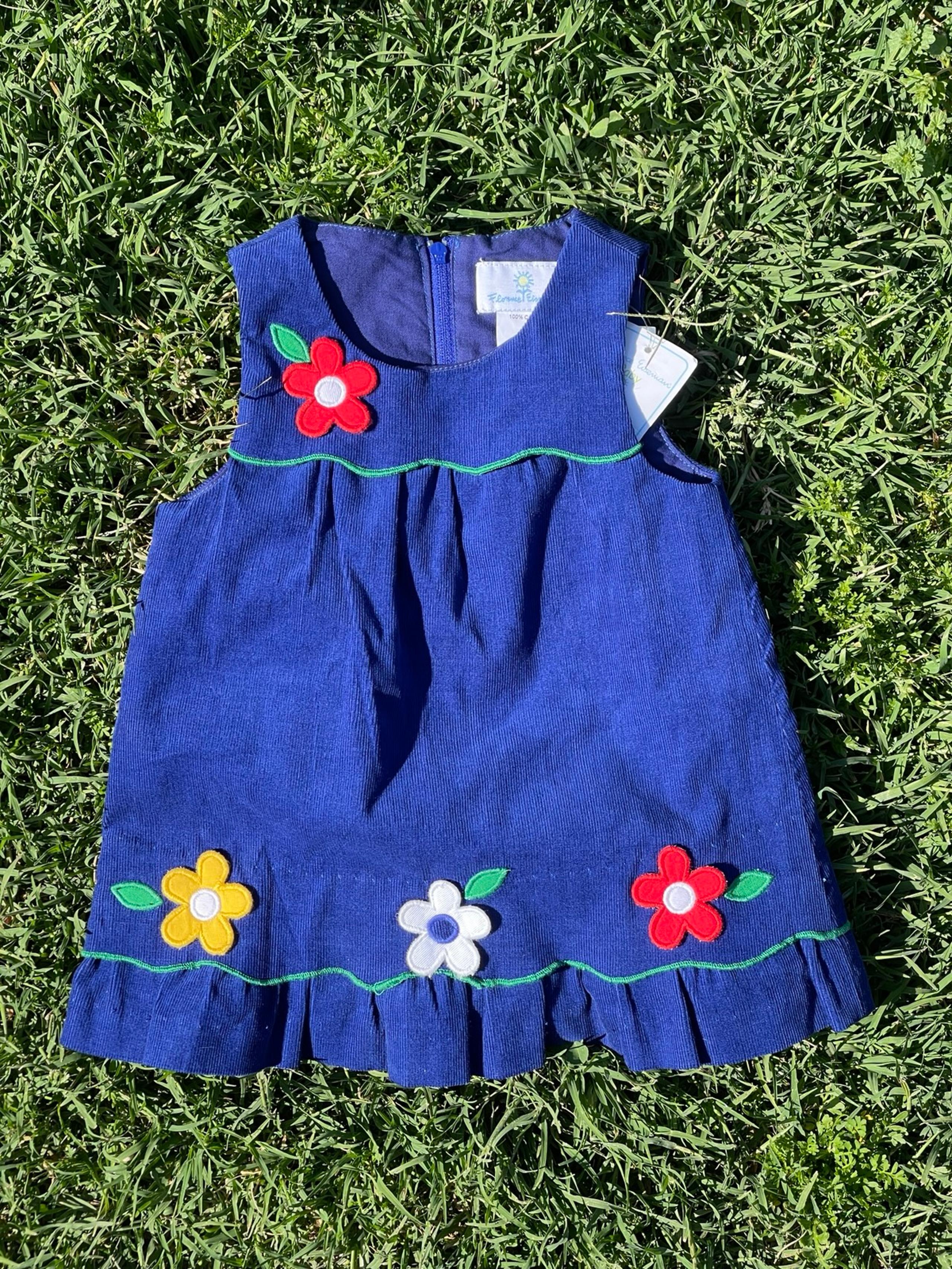 DEADSTOCK Florence Eiseman Corduroy Appliquéd Dress