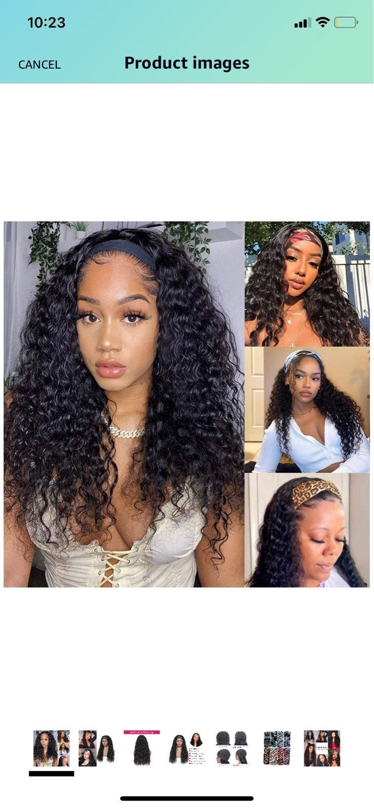Human Hair Headband Wet and Wavy Wig