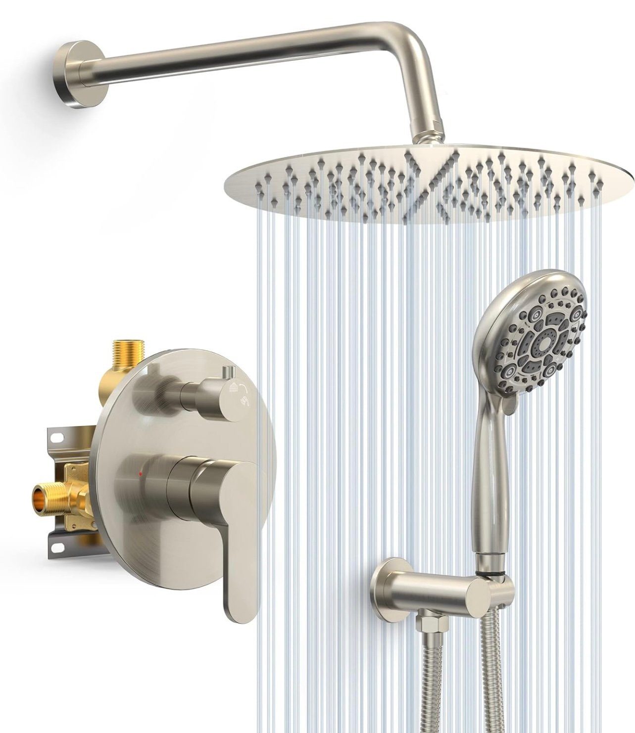 12” High Pressure Shower Head System, 6 Settings Handheld Shower Head - NWT