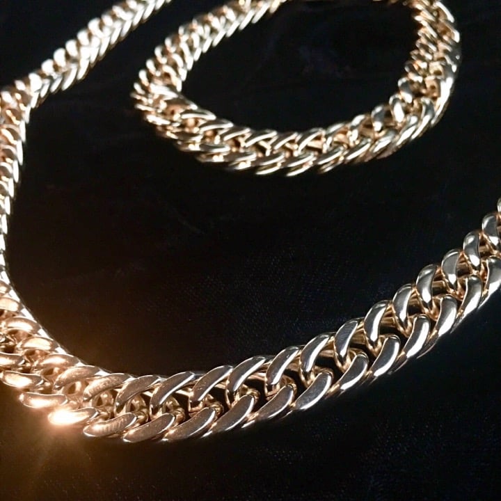 DOUBLE CUBAN LINK 18K GOLD CHAIN ITALY