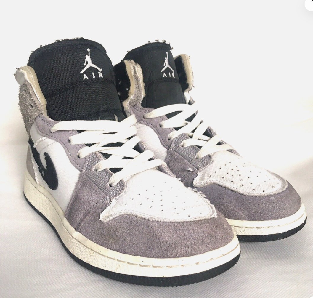 Nike Air Jordan 1 Shoes Youth Size 7Y Gray White Casual Sneakers