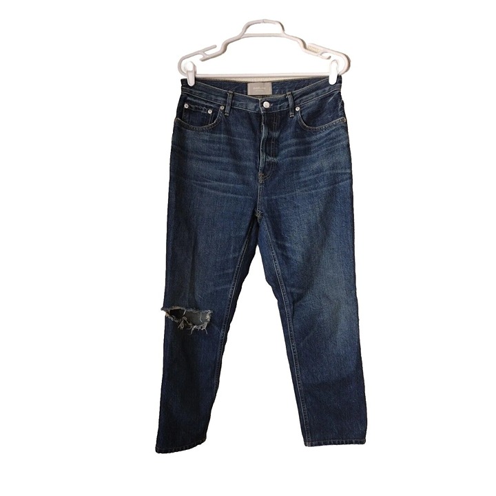 Everlane Jeans 29 Crop Cheeky Button Fly Distressed