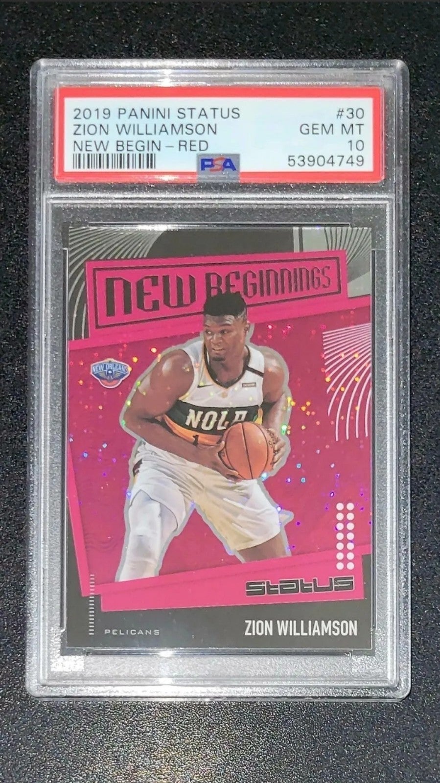 2019 Zion Williamson PANINI STATUS NEW BEGINNINGS - RED, #30 PSA 10 GEM MINT