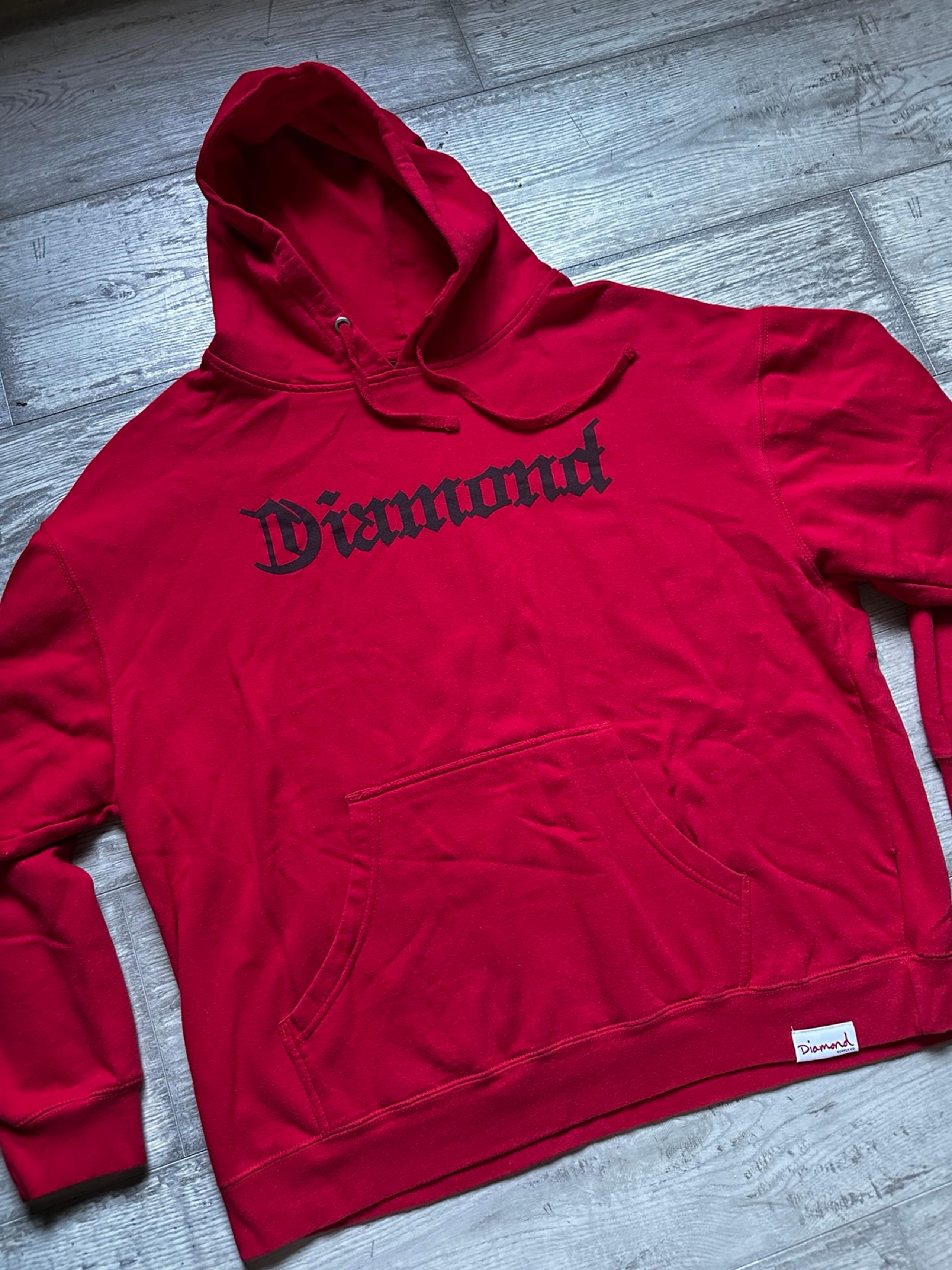 Diamond Supply Co Hooded Sweatshirt Red “Diamond4Life” Mens Size XL