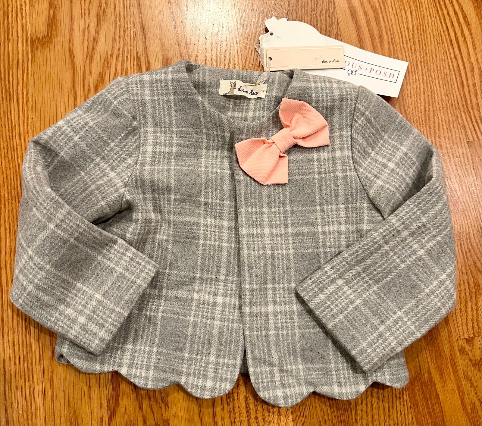 NWT Doe A Dear Toddler Wool Liner Jacket Size 3T