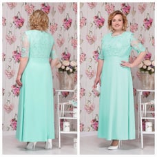 EVENING FASHION LONG BLUE WOMEN DRESS PLUS SIZE