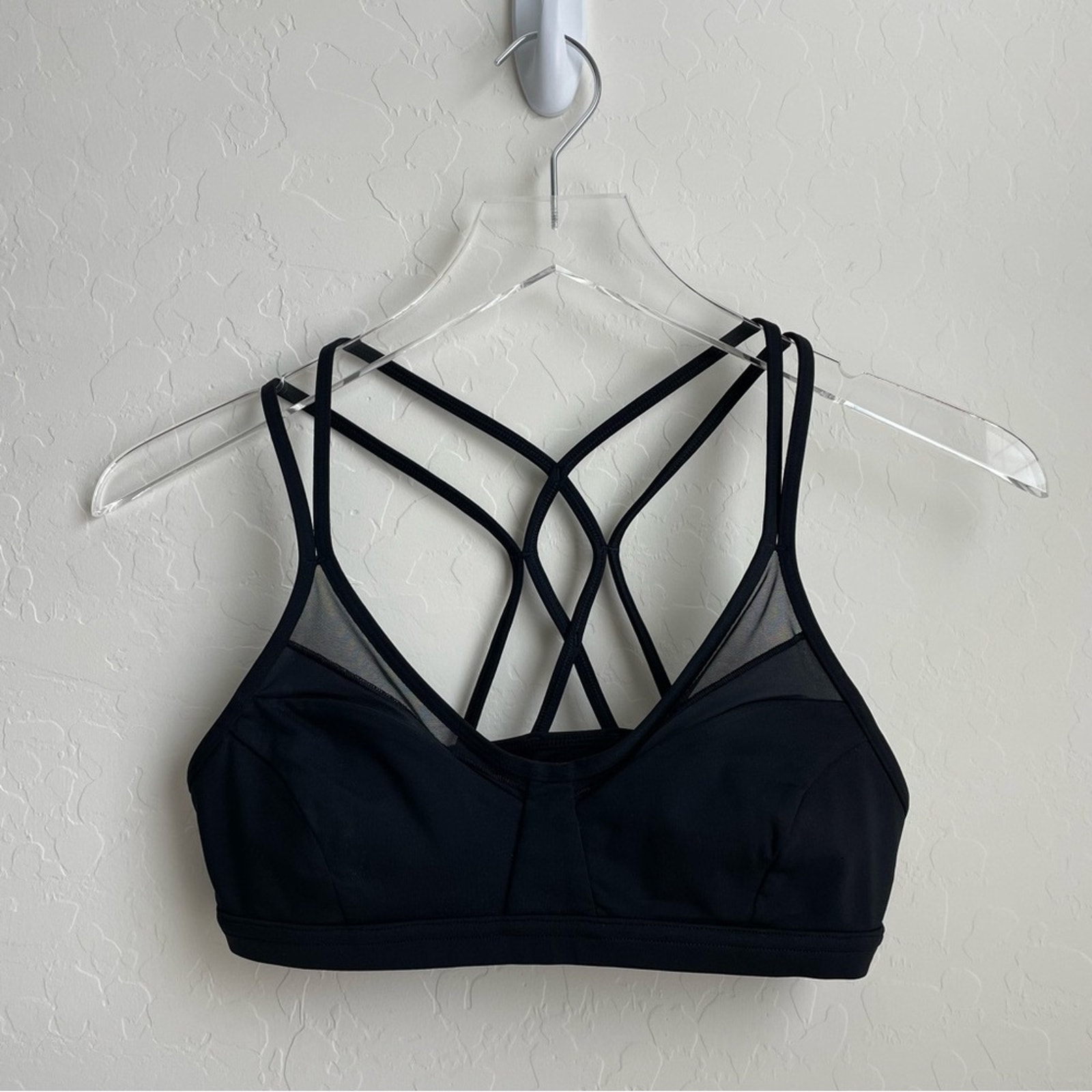 Lululemon Deep Stretch Bra Black Strappy Mesh 6