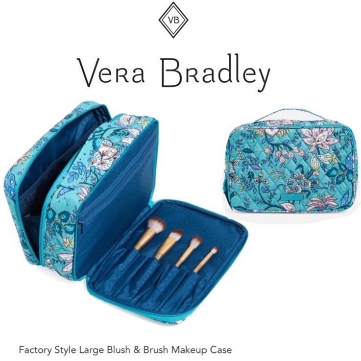 VERA BRADLEY Factory Style Large Blush & Brush Makeup Bag