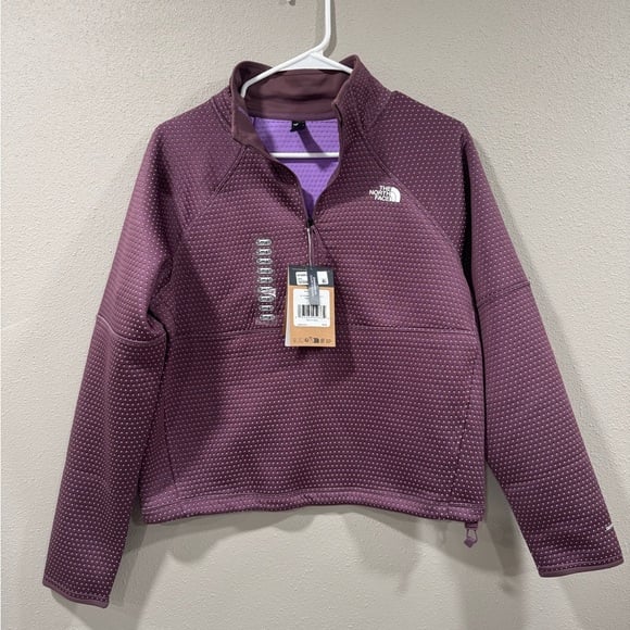 NWT The North Face Dot Knit Thermal 1/4 Zip Midnight Mauve
