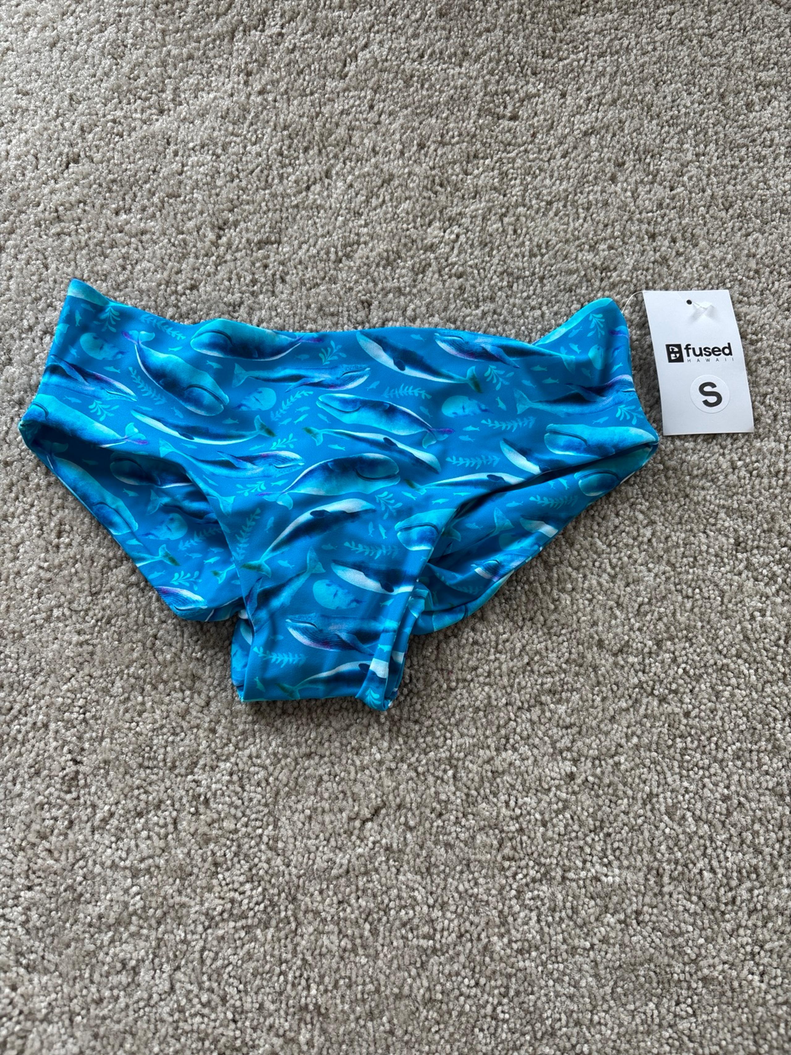 NEW Fused Hawaii Ocean Blue Whales Bikini Bottoms Small