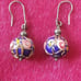 925 Italy Fiorato Flowered Blue Venetian Bead Vintage Earrings