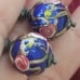 925 Italy Fiorato Flowered Blue Venetian Bead Vintage Earrings