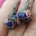 925 Italy Fiorato Flowered Blue Venetian Bead Vintage Earrings
