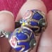 925 Italy Fiorato Flowered Blue Venetian Bead Vintage Earrings