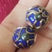 925 Italy Fiorato Flowered Blue Venetian Bead Vintage Earrings